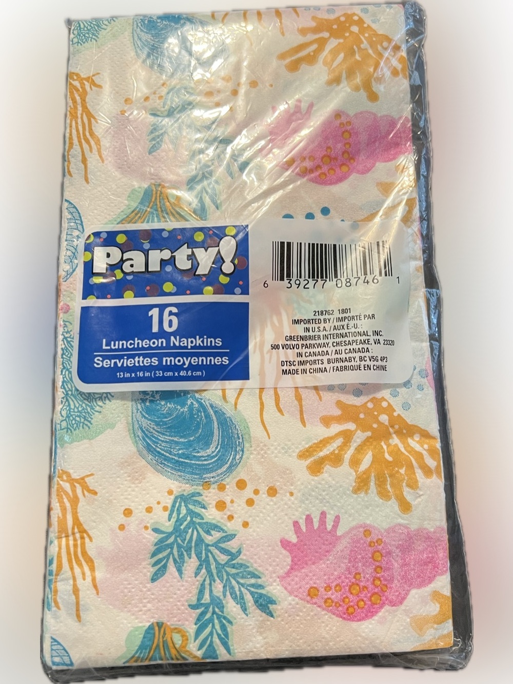 🔴New Ocean Beach Paper Napkins Coral Sea Life Summer Party Accent 16 Pack